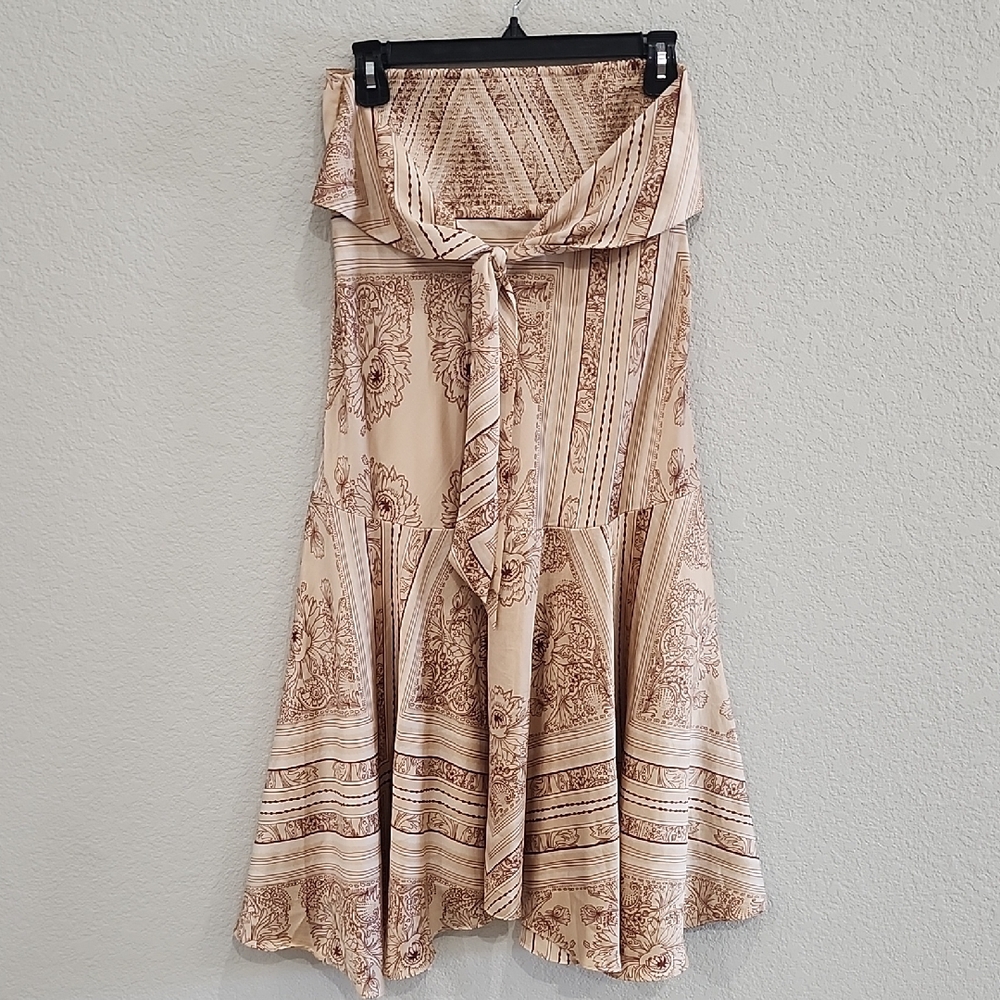 Free People Cream Brown Patchwork Patterned Strap… - image 5